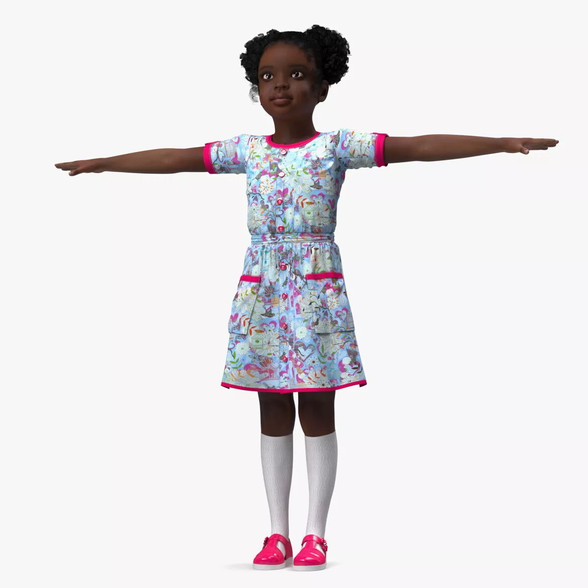 Black Child Girl Rigged for Cinema 4D 3D model