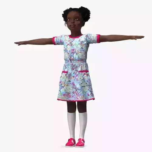 Black Child Girl Rigged for Cinema 4D