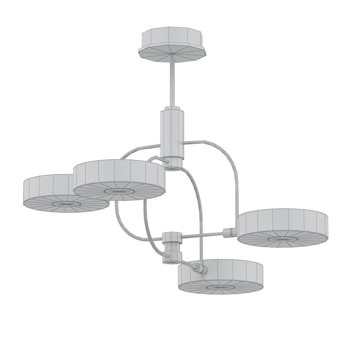 SL013 modern chandelier in brass 3D model_4