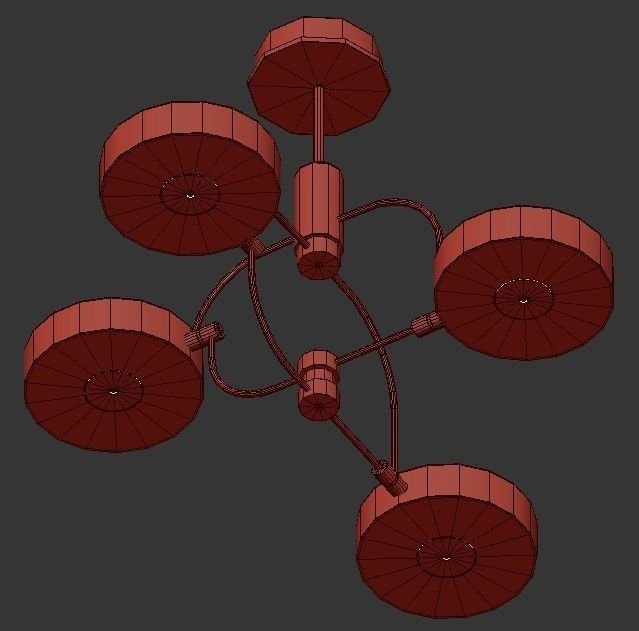 SL013 modern chandelier in brass 3D model_1