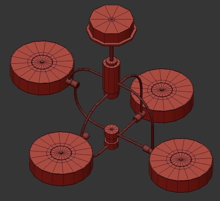 SL013 modern chandelier in brass 3D model_2