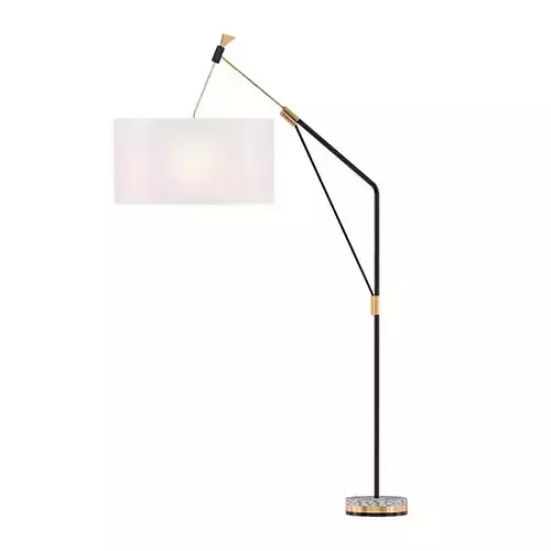 ST001 floor lamp with gold base and shade