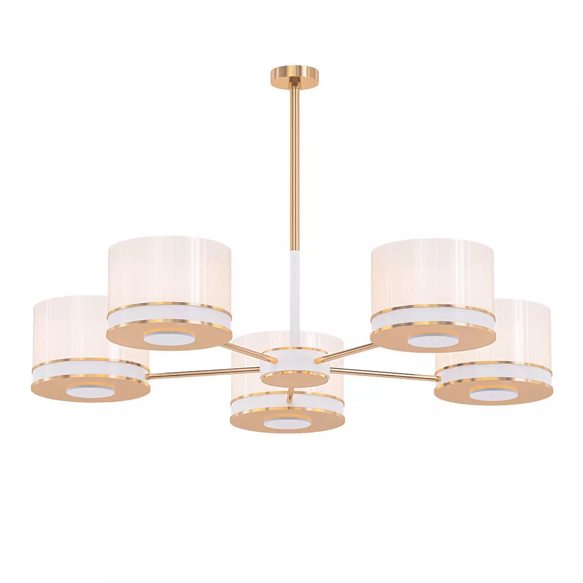 SL024 five light chandelier in gold with shades 3D model_0