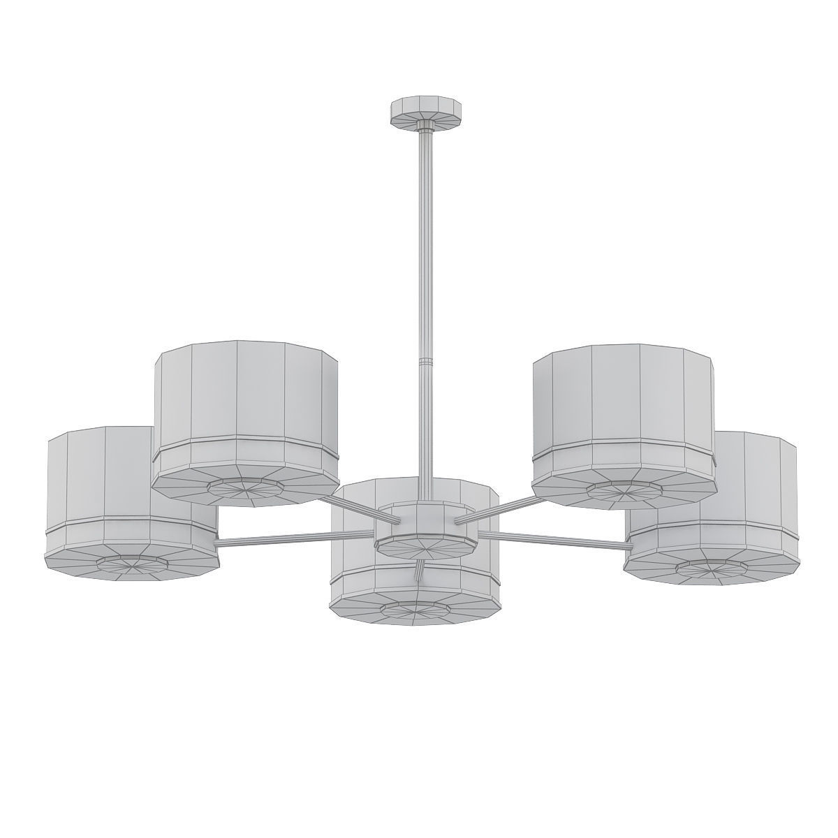 SL024 five light chandelier in gold with shades 3D model_4