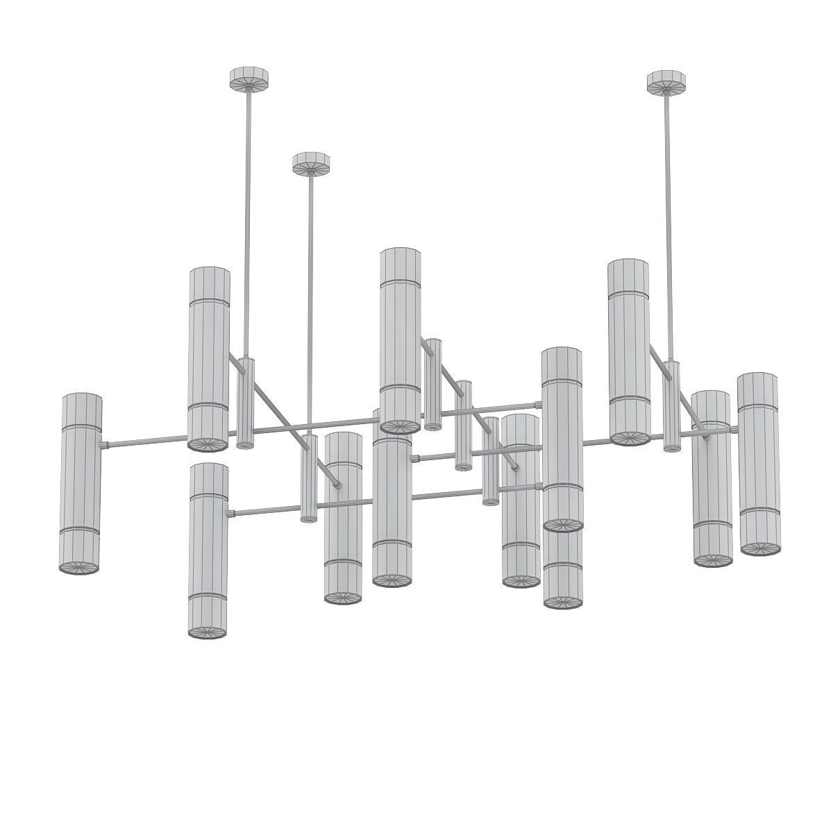 SL025 modern chandelier in brass 3D model_4