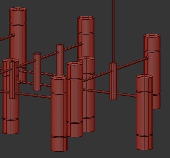 SL025 modern chandelier in brass 3D model_2