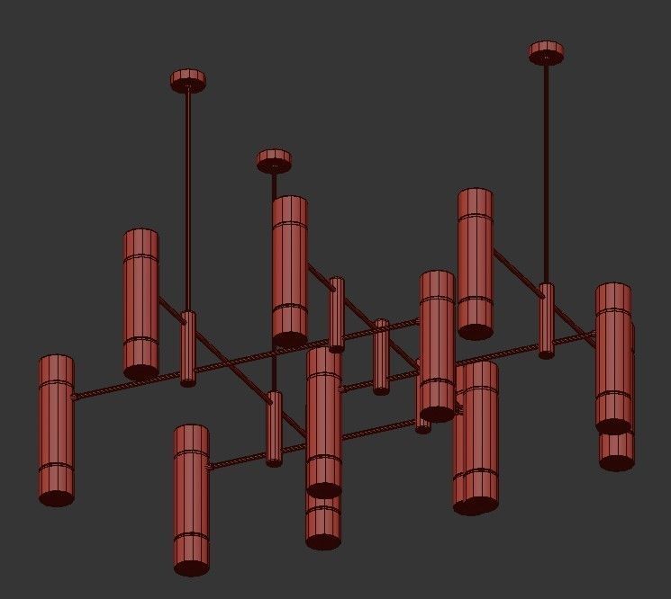 SL025 modern chandelier in brass 3D model_1