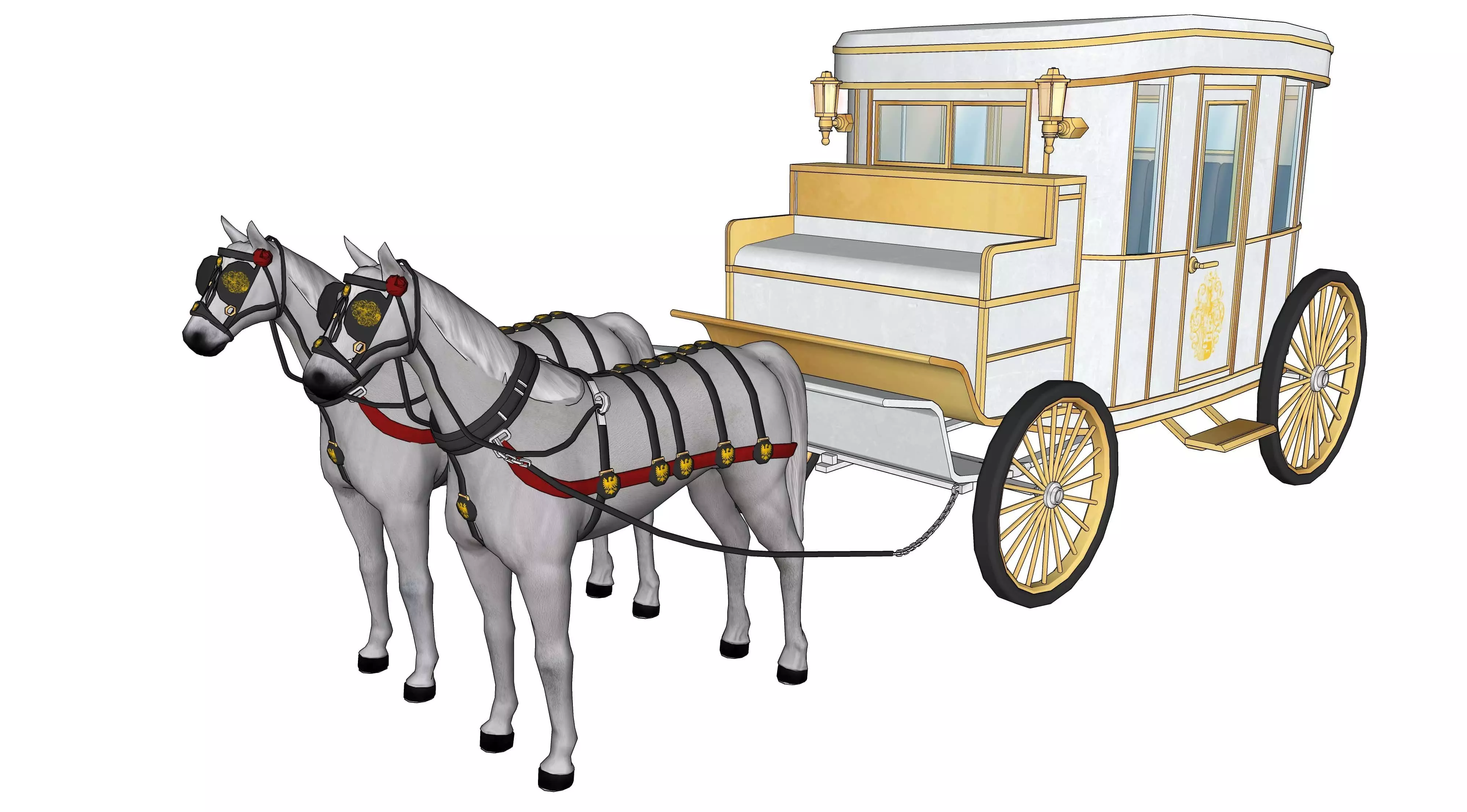 White carriage 2 3D model_0