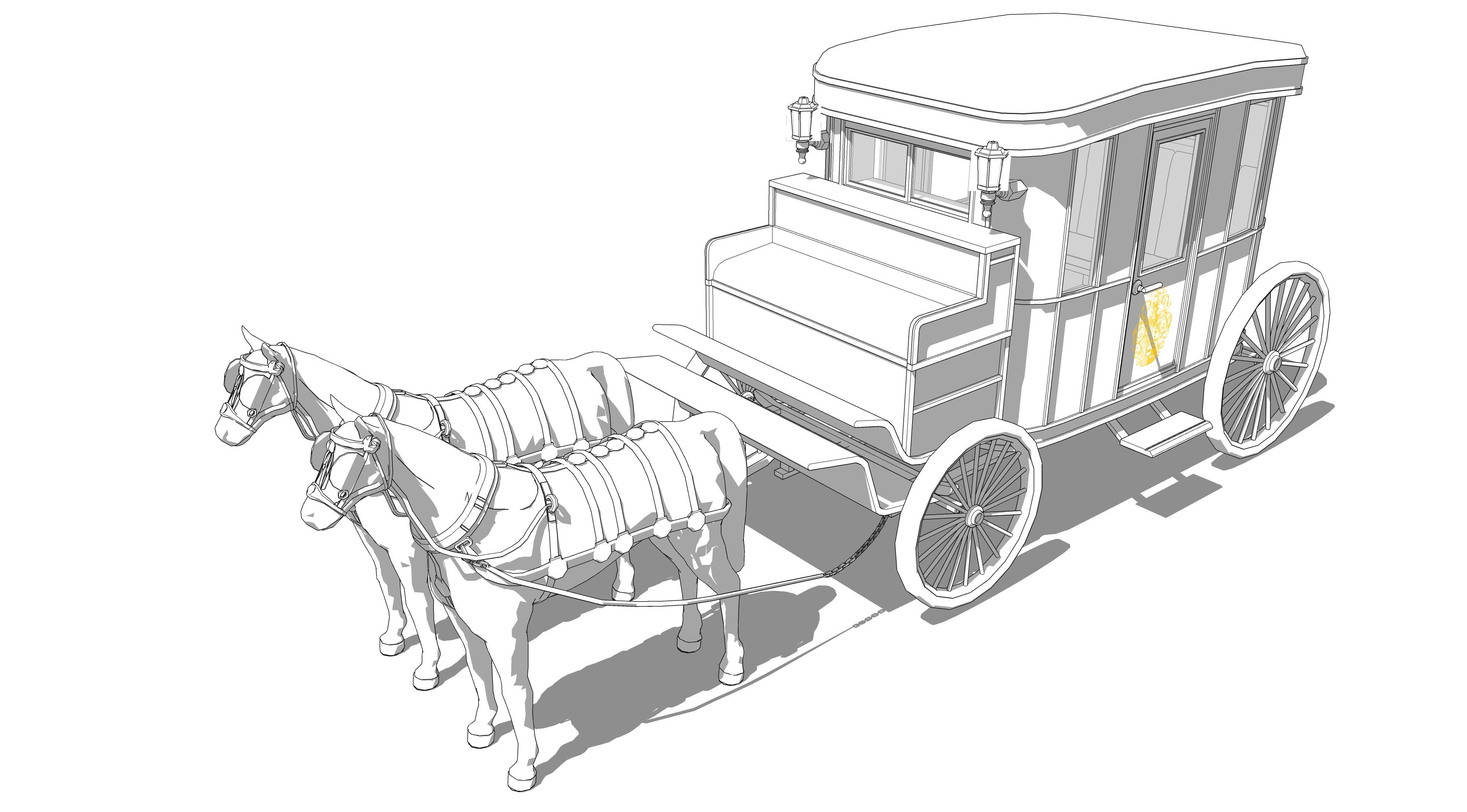 White carriage 2 3D model_4