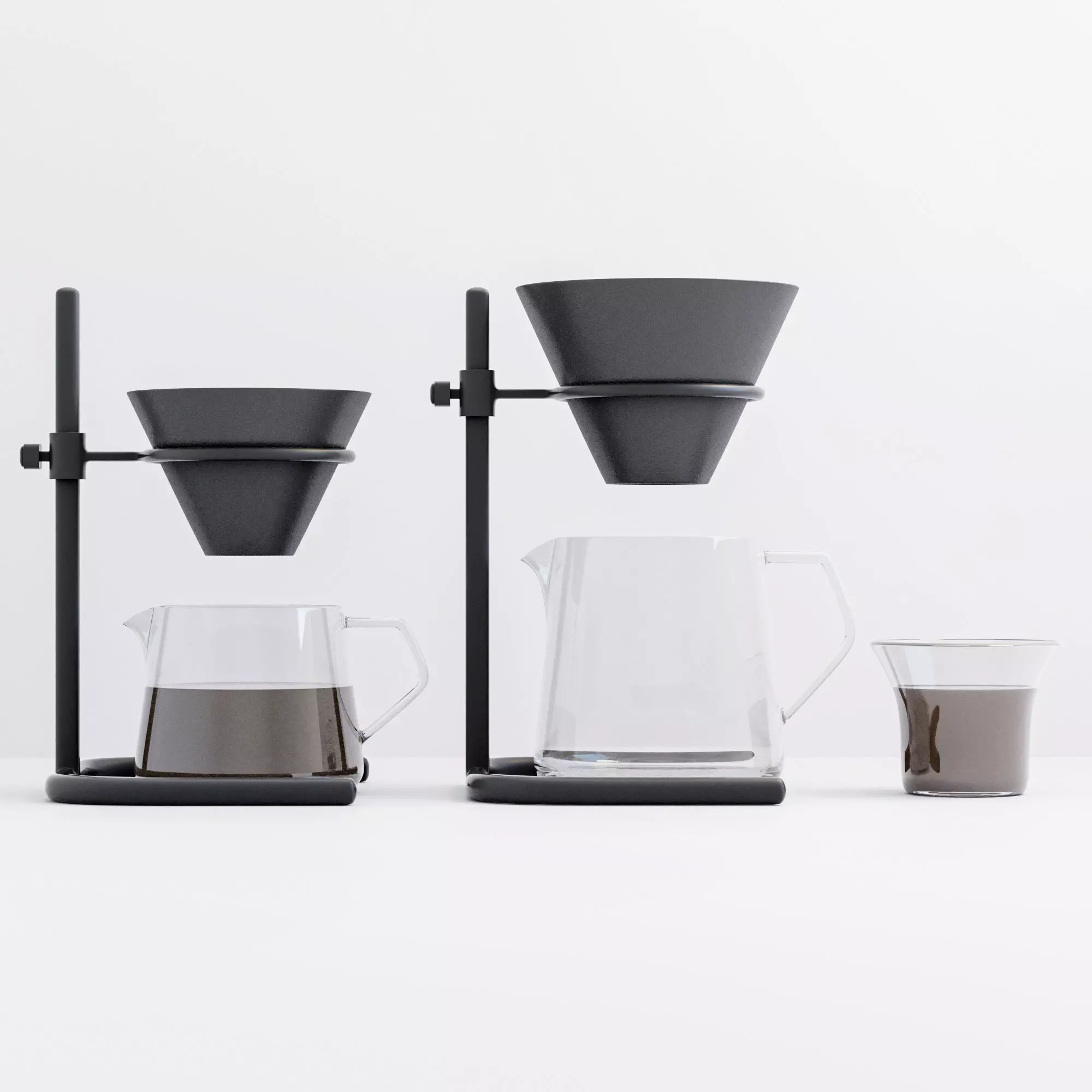 Coffee Brewer Set and glass 3D model_0