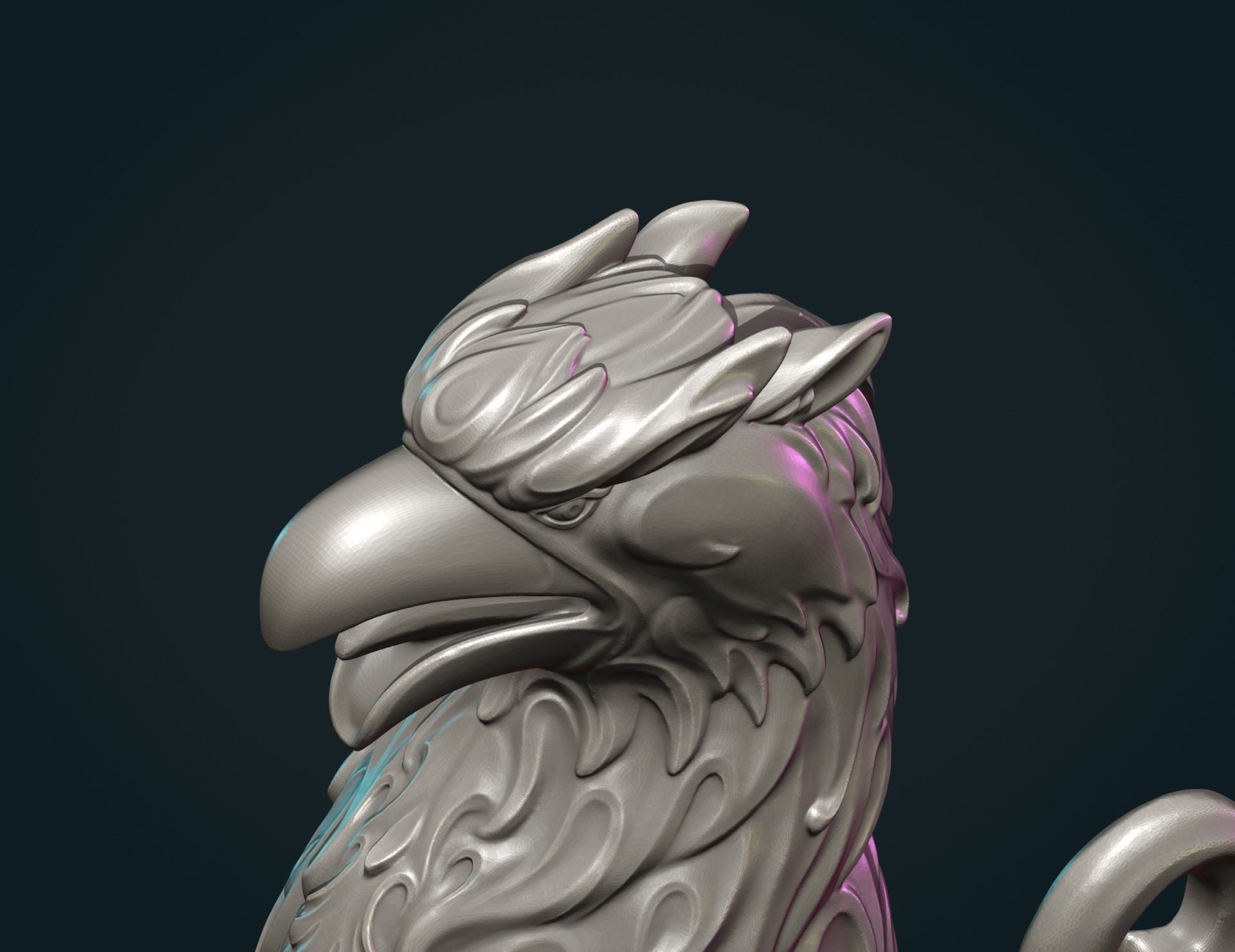 Griffon lion statue 3D print model_12