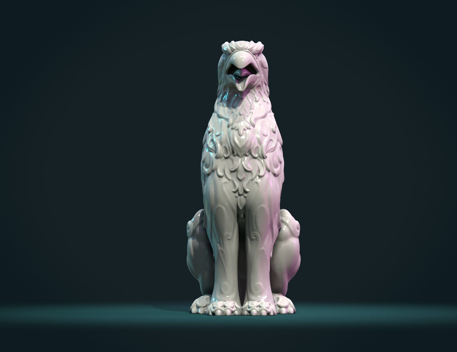 Griffon lion statue 3D print model_2