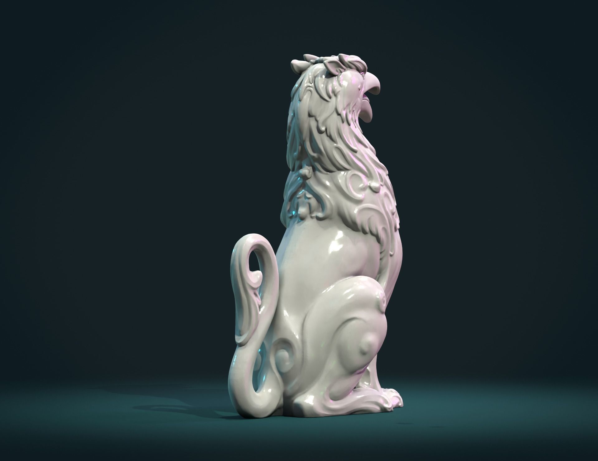 Griffon lion statue 3D print model_3