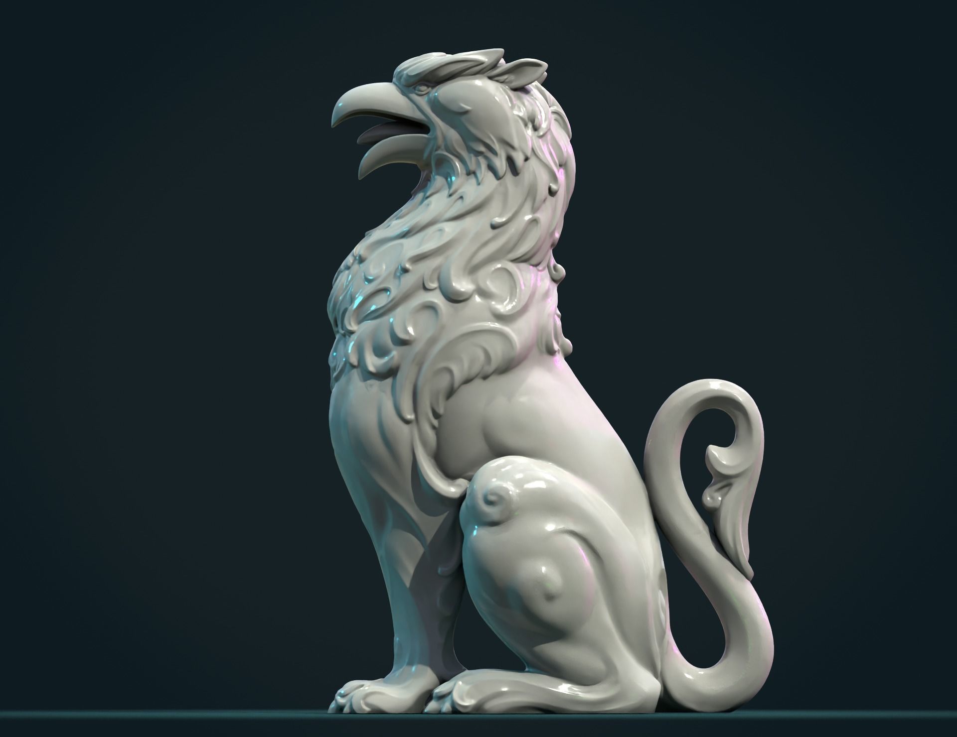 Griffon lion statue 3D print model_6