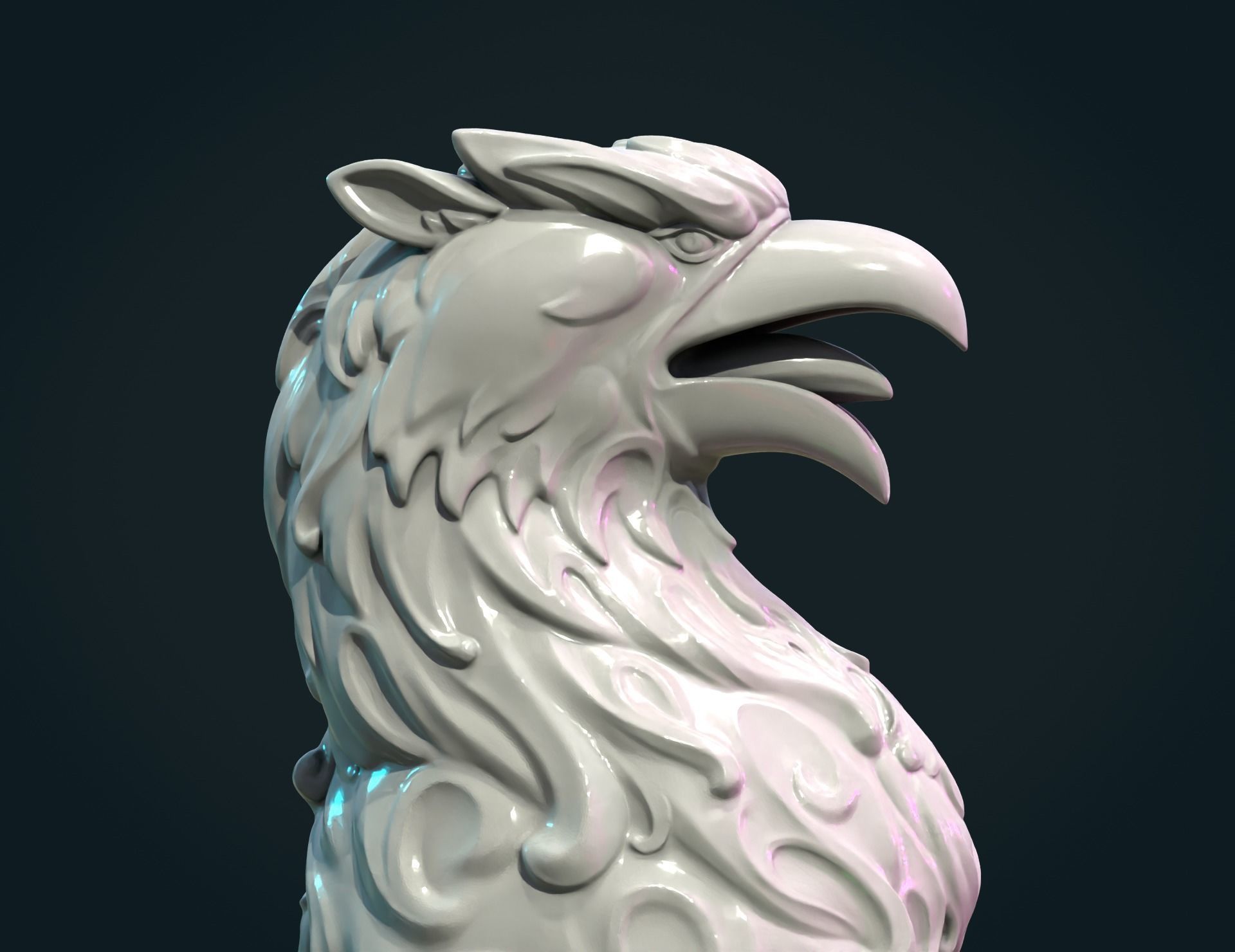 Griffon lion statue 3D print model_4