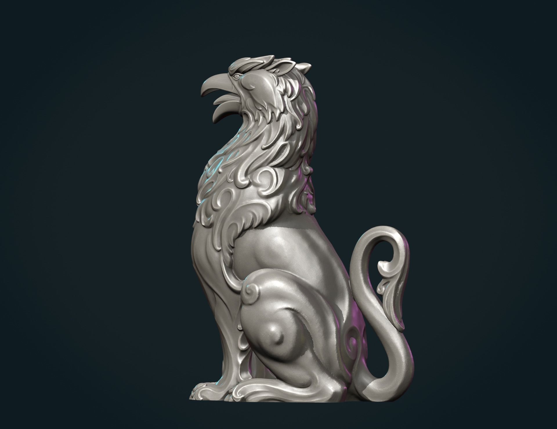 Griffon lion statue 3D print model_11