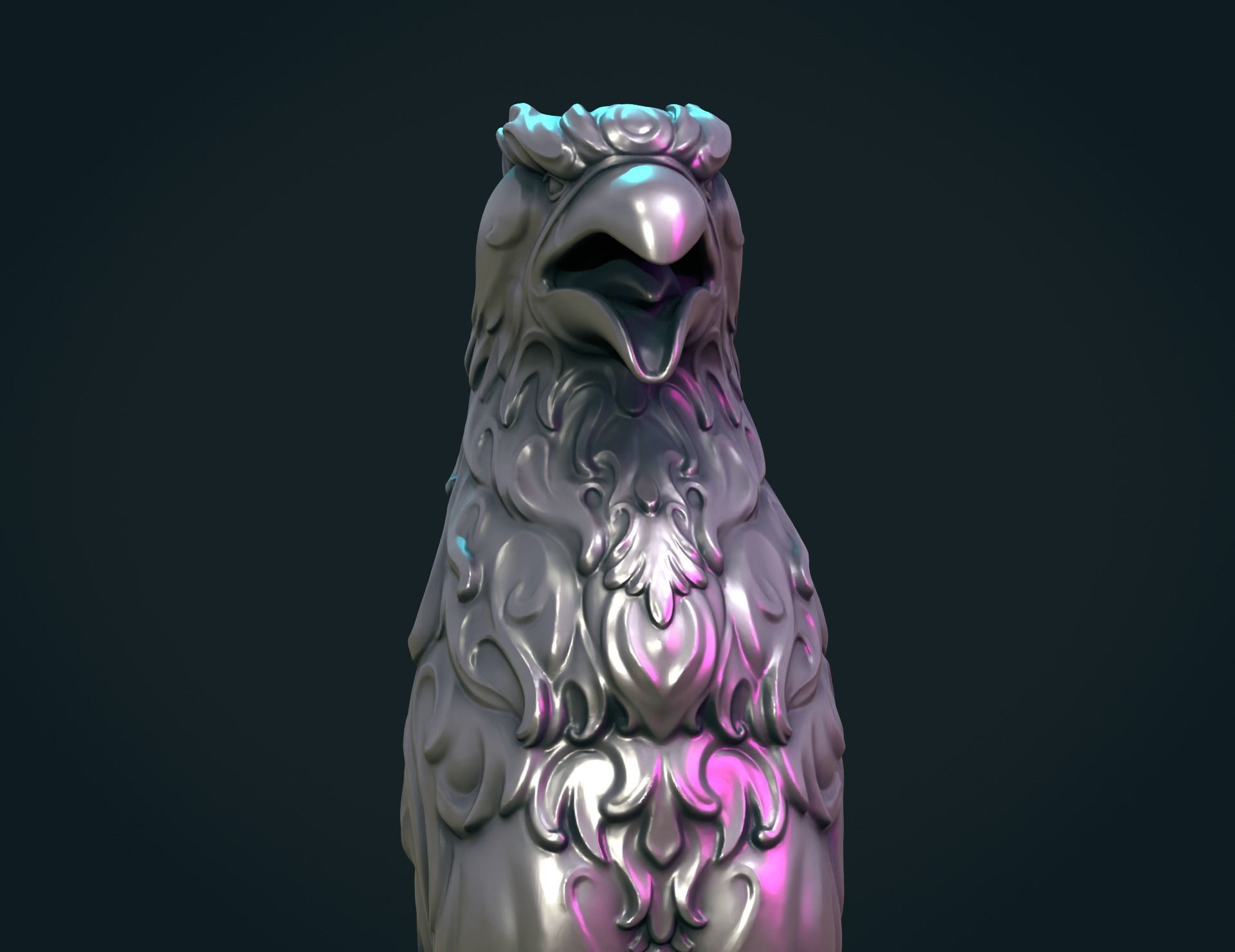Griffon lion statue 3D print model_8