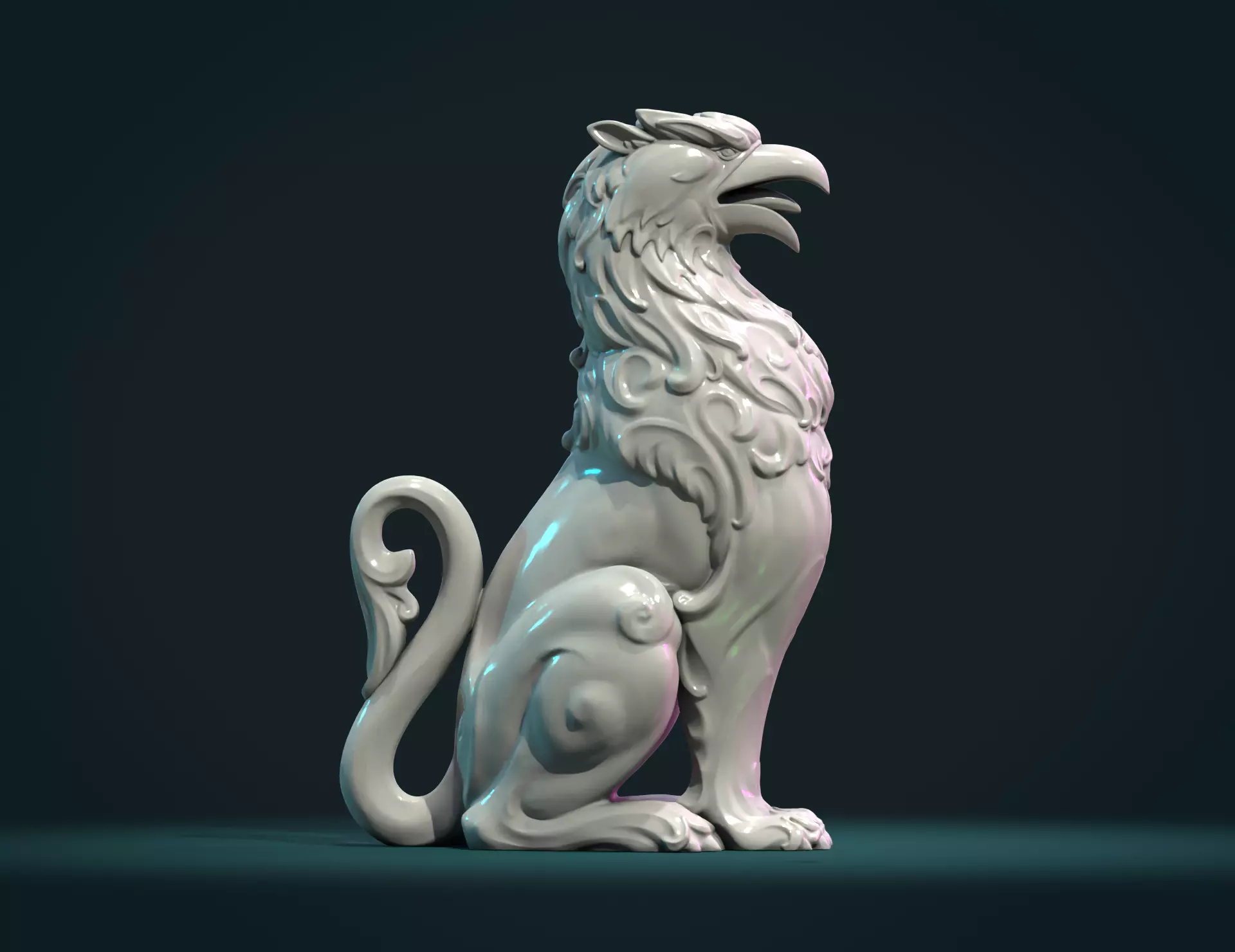 Griffon lion statue 3D print model_0