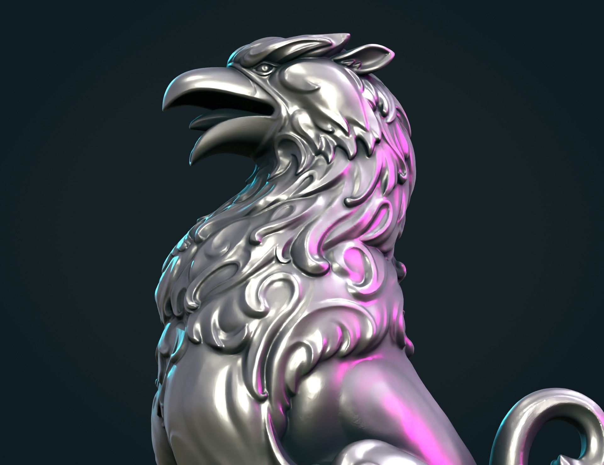 Griffon lion statue 3D print model_9