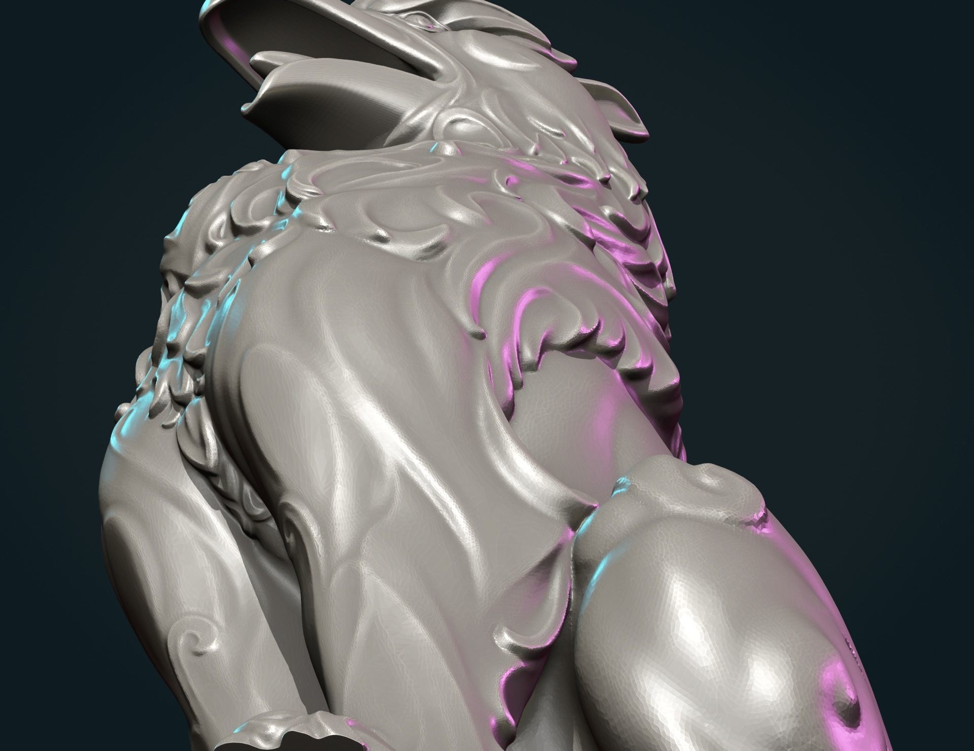 Griffon lion statue 3D print model_13