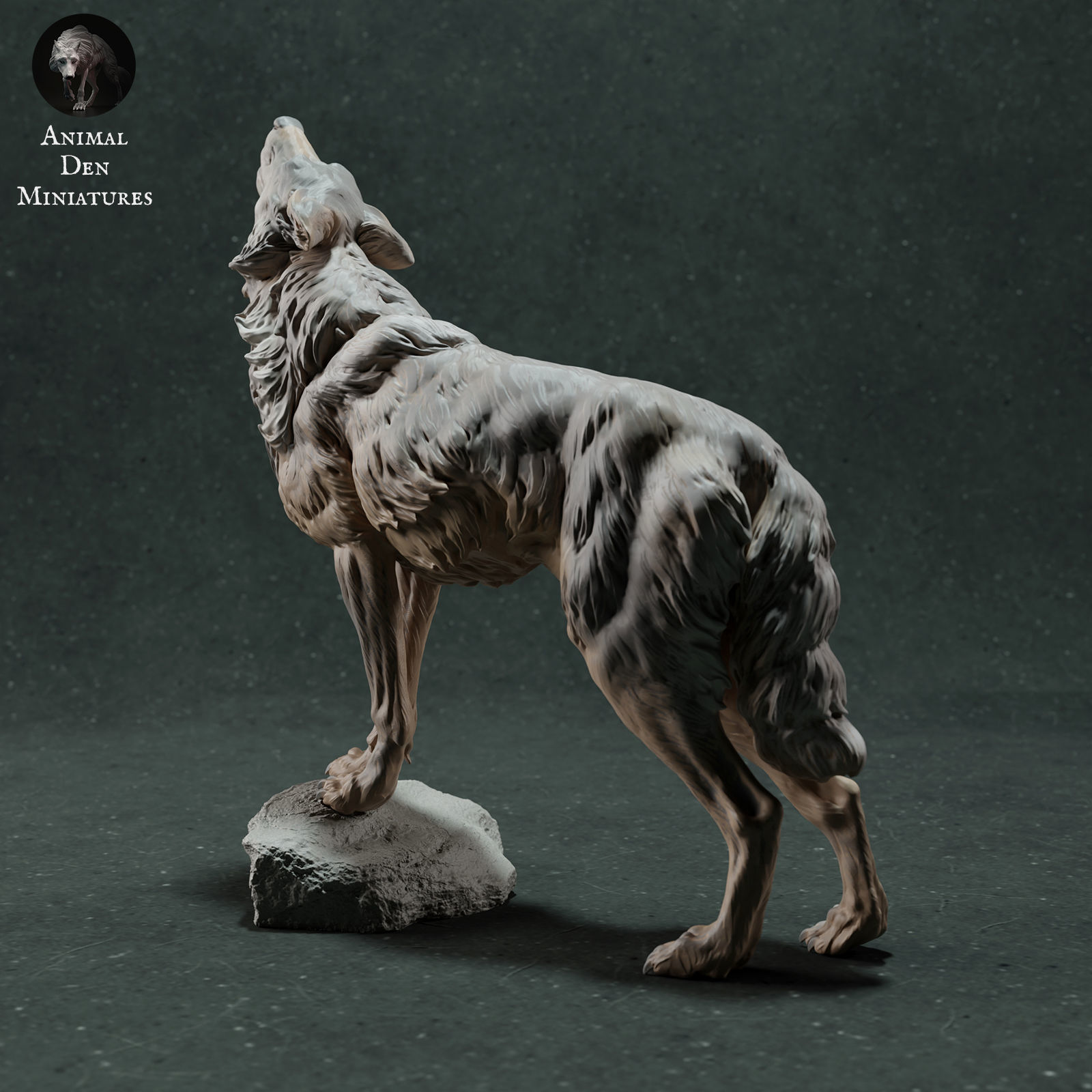 Iberian Wolf Howling 3D print model_3