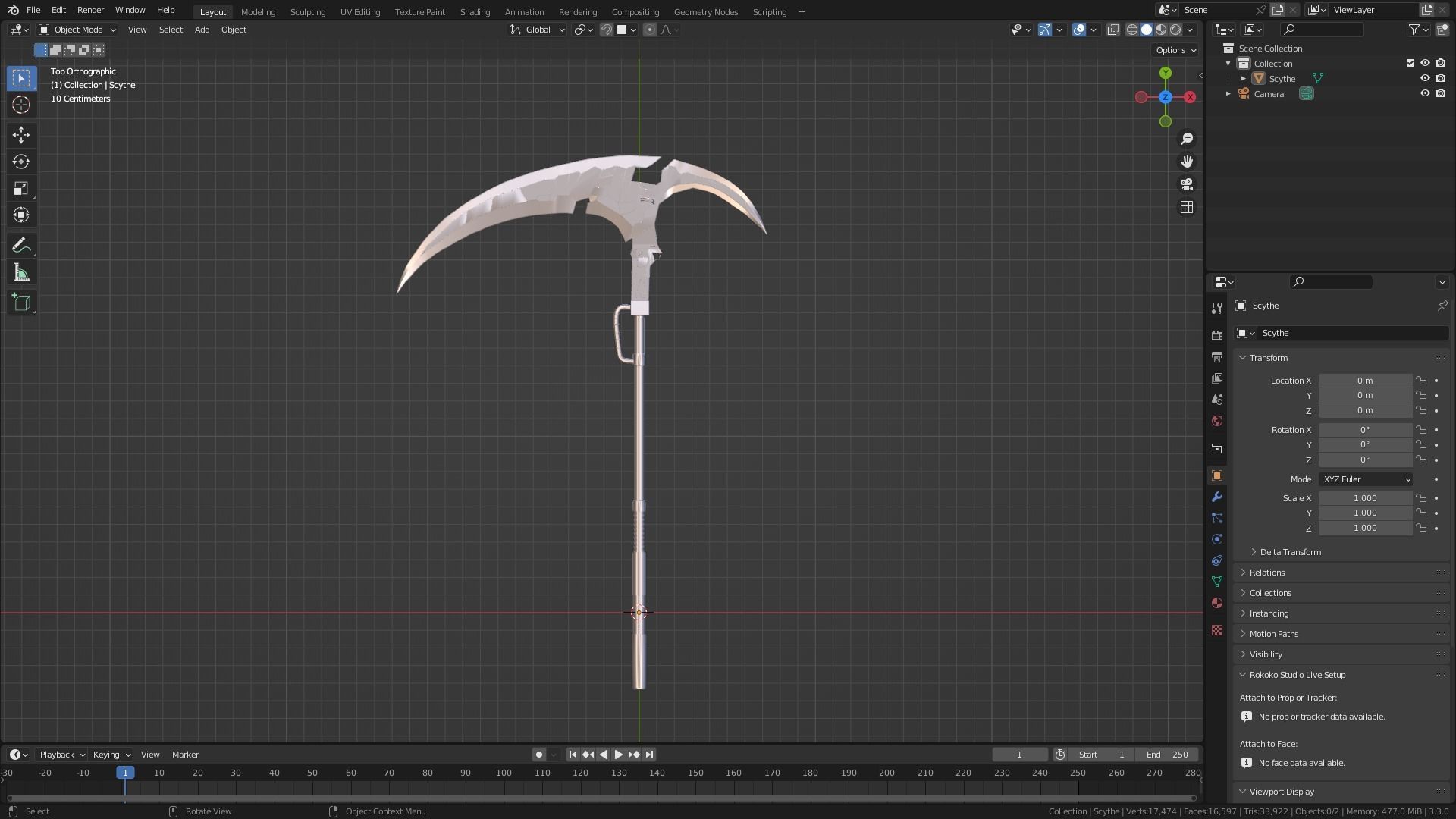 Sci-Fi Scythe 3D model Low-poly 3D model_8