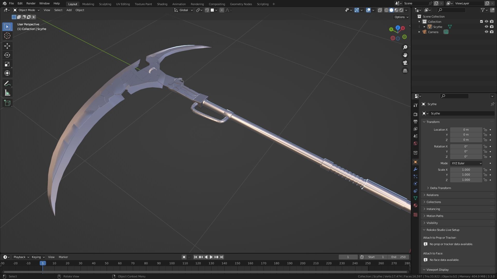 Sci-Fi Scythe 3D model Low-poly 3D model_9