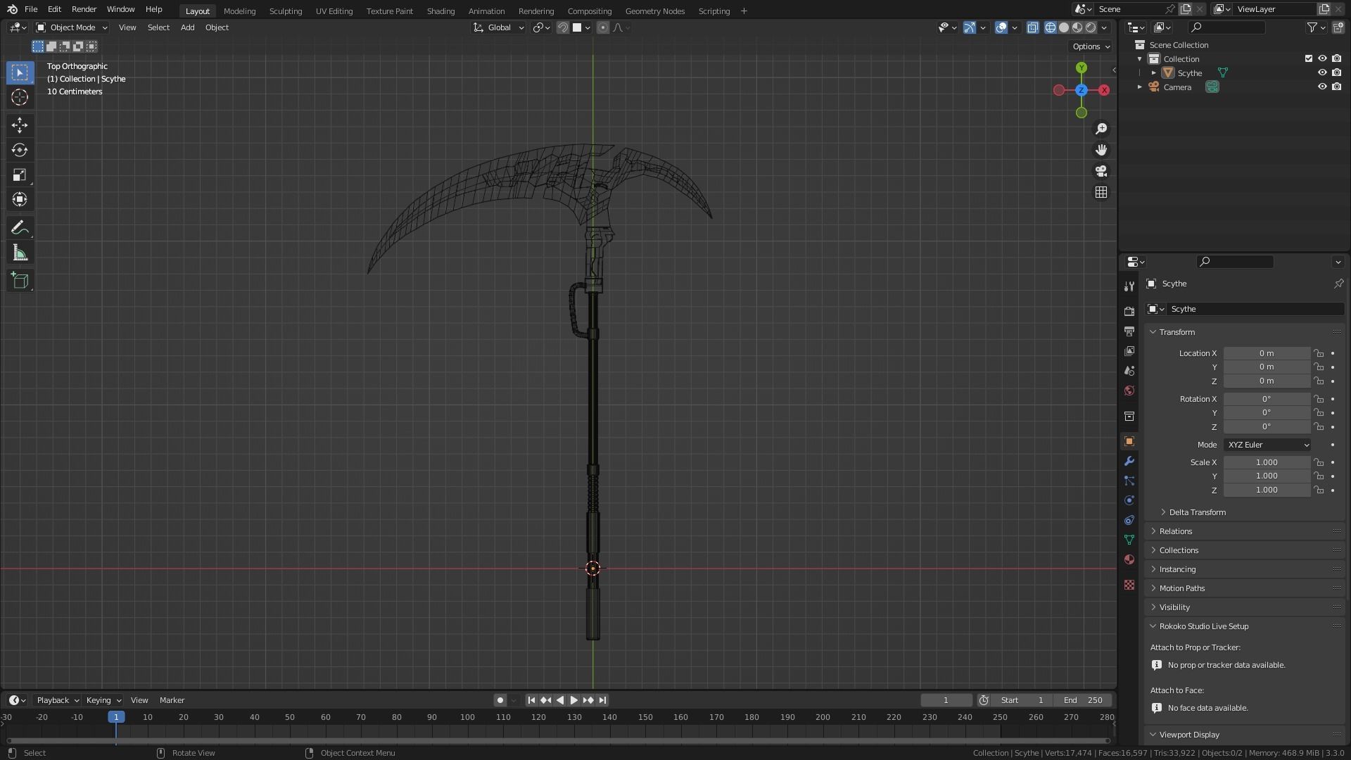 Sci-Fi Scythe 3D model Low-poly 3D model_7