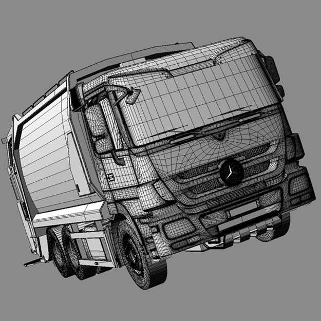 New Mercedes Actros Garbage Truck 3D model_4