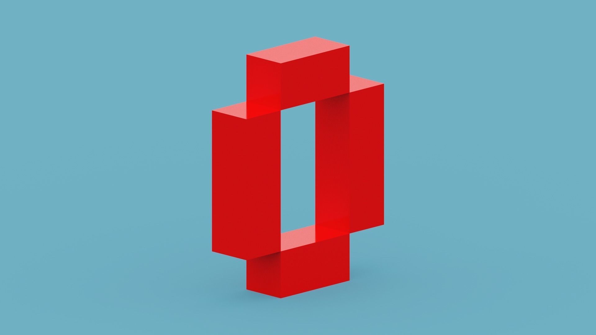 Voxel Number 1 Low-poly 3D model_8