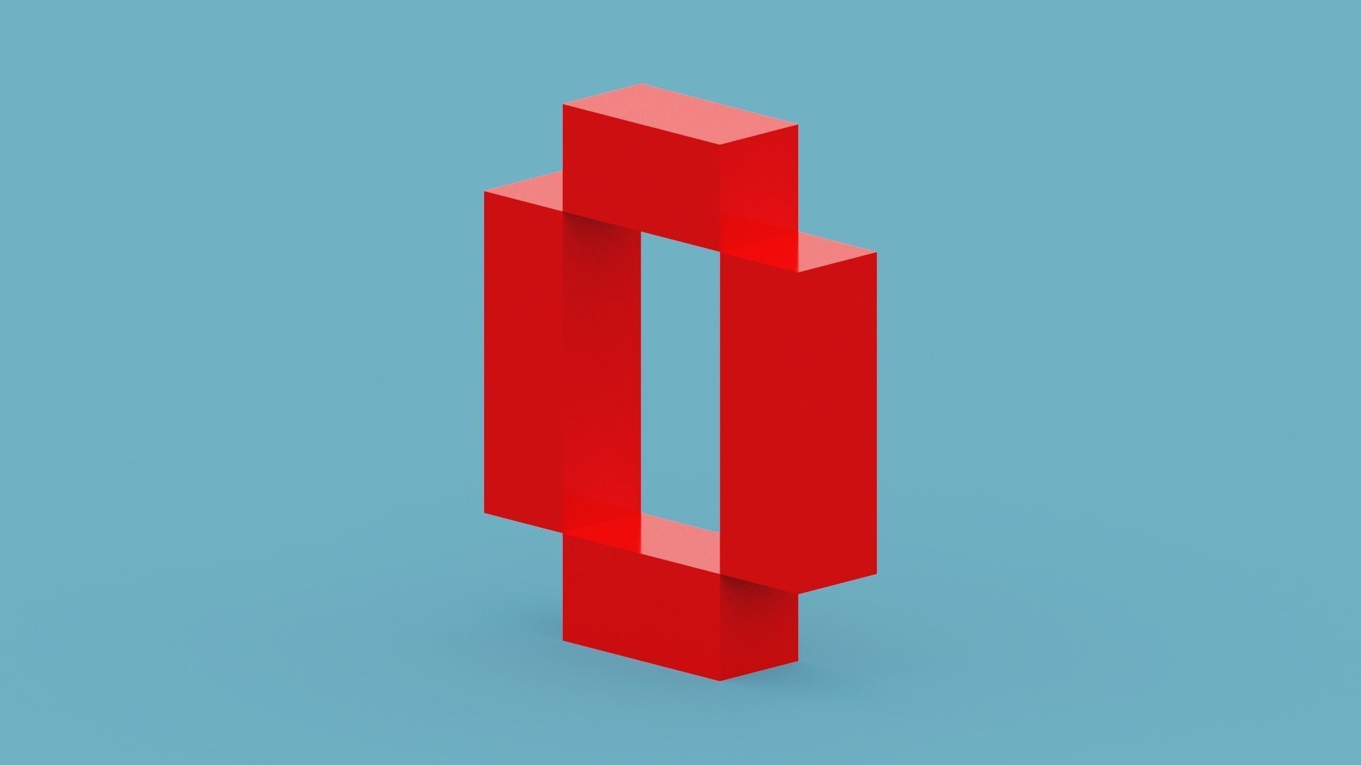 Voxel Number 1 Low-poly 3D model_6