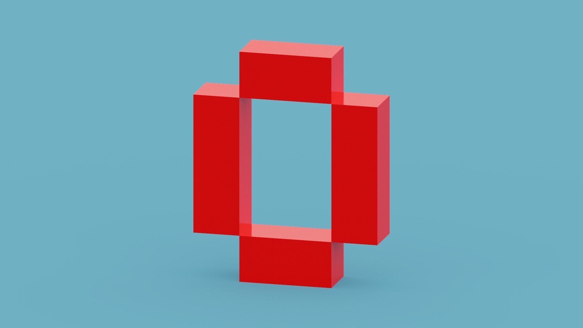 Voxel Number 1 Low-poly 3D model_2