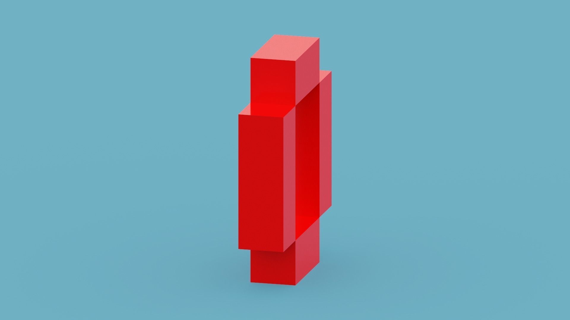 Voxel Number 1 Low-poly 3D model_10