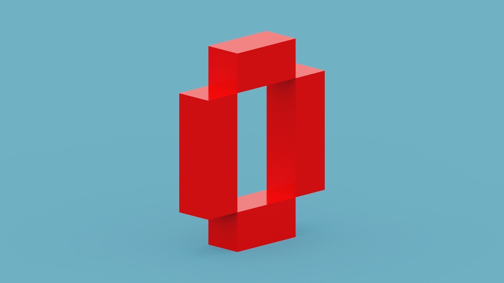 Voxel Number 1 Low-poly 3D model_3
