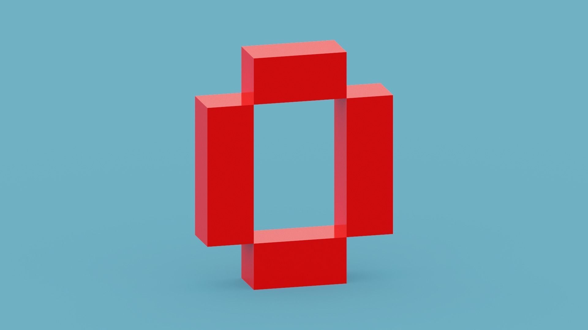Voxel Number 1 Low-poly 3D model_1