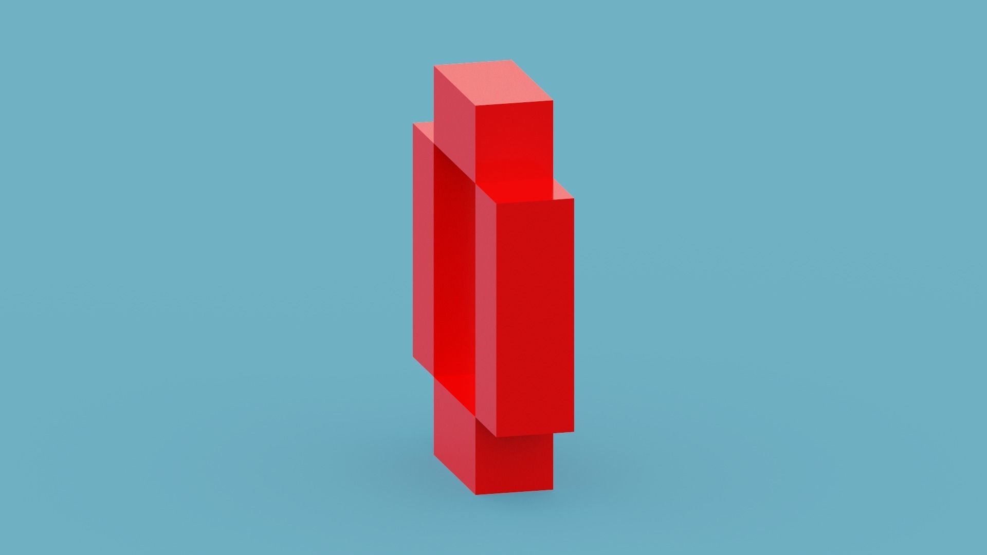 Voxel Number 1 Low-poly 3D model_4
