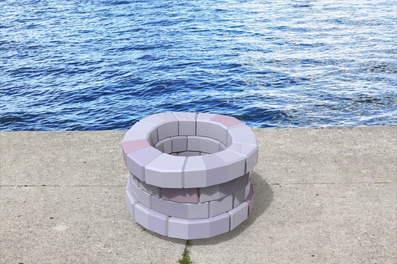 low-poly well with trees Low-poly 3D model_14