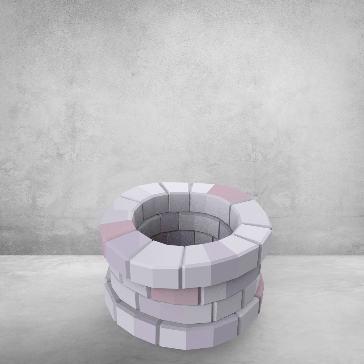 low-poly well with trees Low-poly 3D model_15