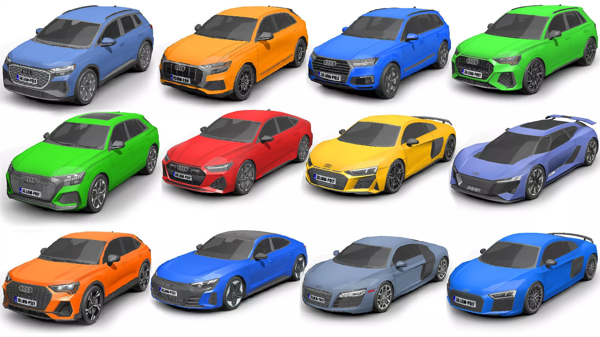 Cars pack Low-poly 3D model