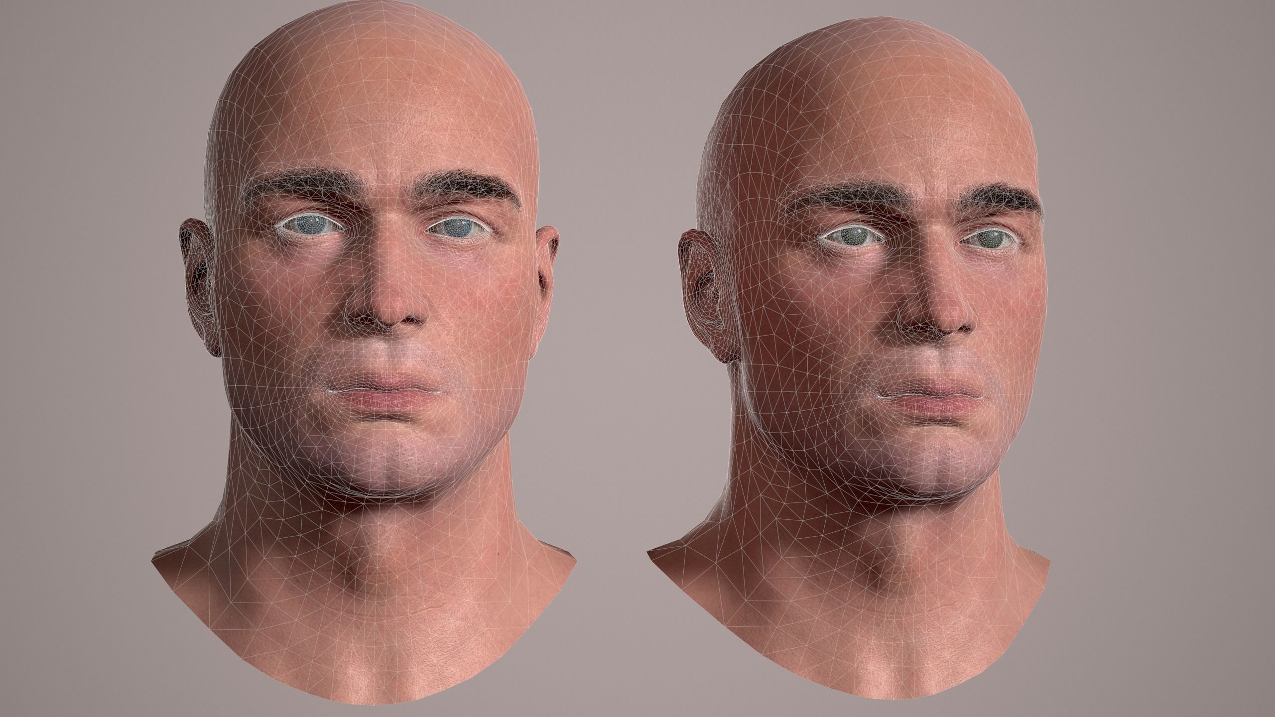 Male Head - 03 Low-poly 3D model_9