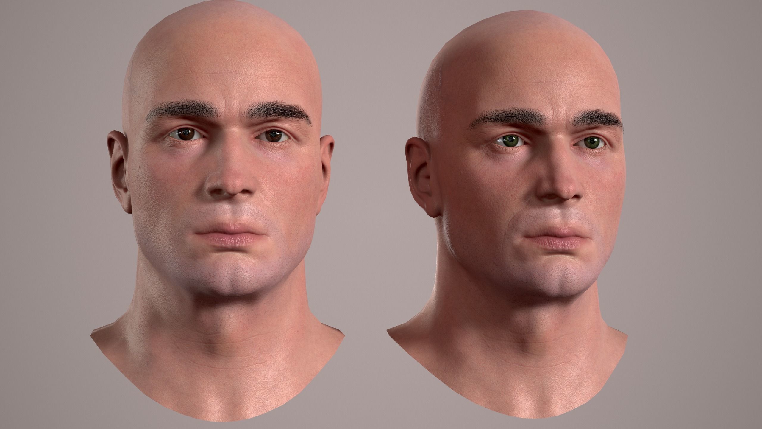 Male Head - 03 Low-poly 3D model_3