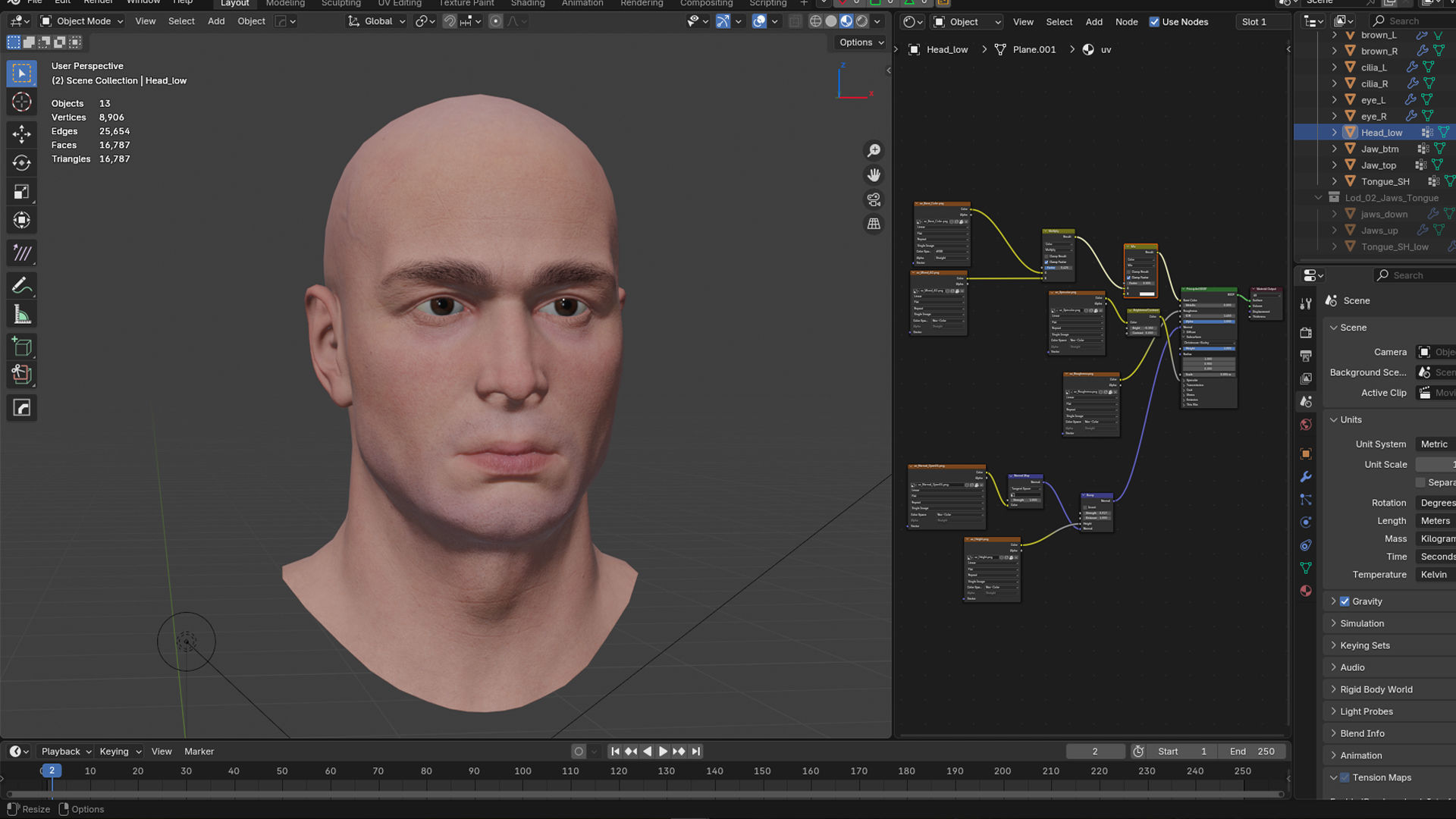 Male Head - 03 Low-poly 3D model_5