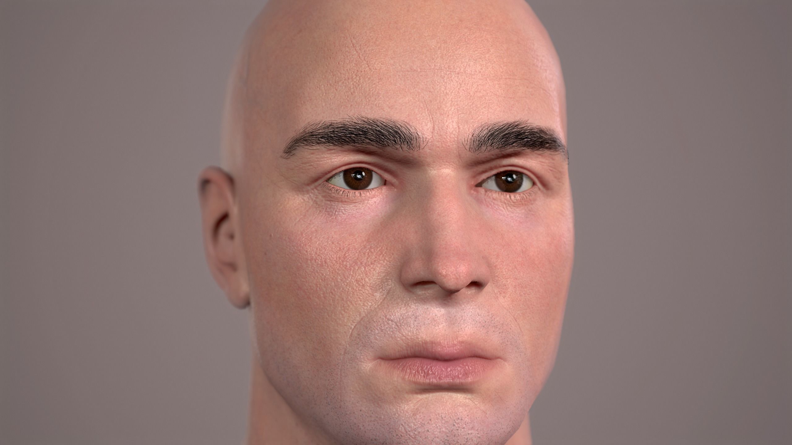 Male Head - 03 Low-poly 3D model_4