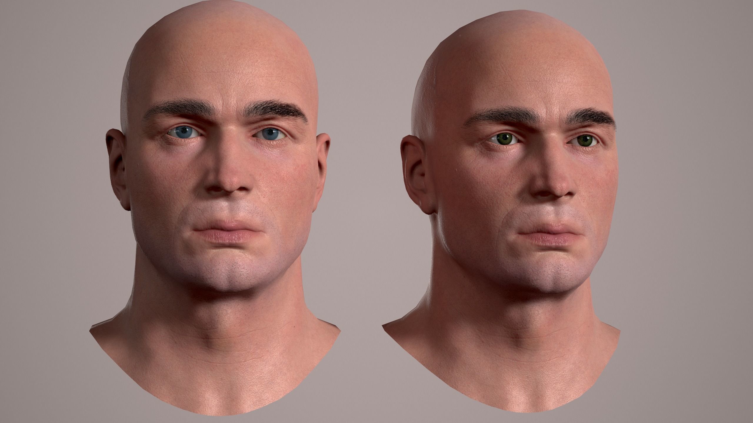Male Head - 03 Low-poly 3D model_1