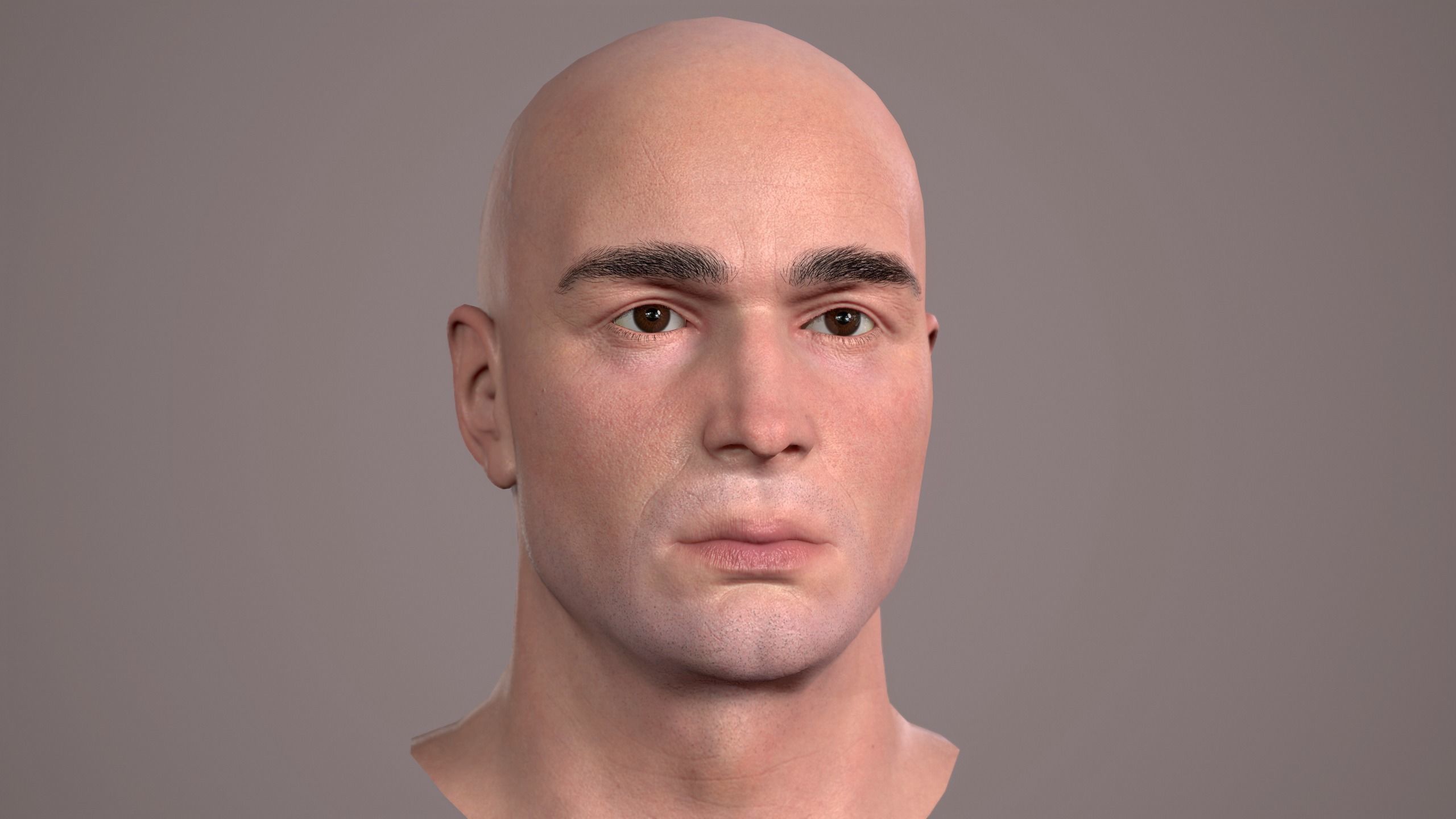 Male Head - 03 Low-poly 3D model_7