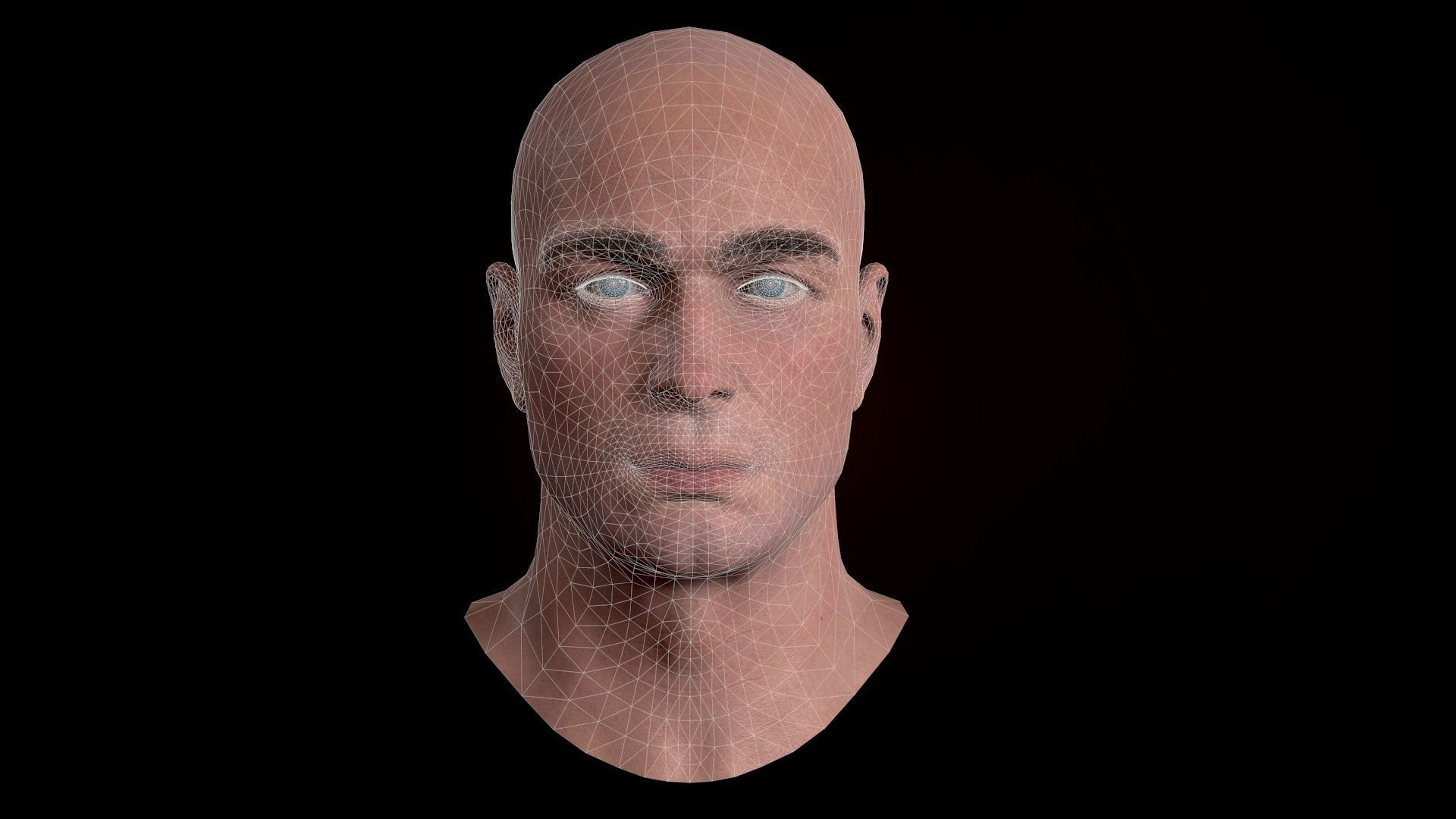 Male Head - 03 Low-poly 3D model_10
