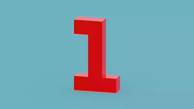 Voxel Number 1 Low-poly 3D model