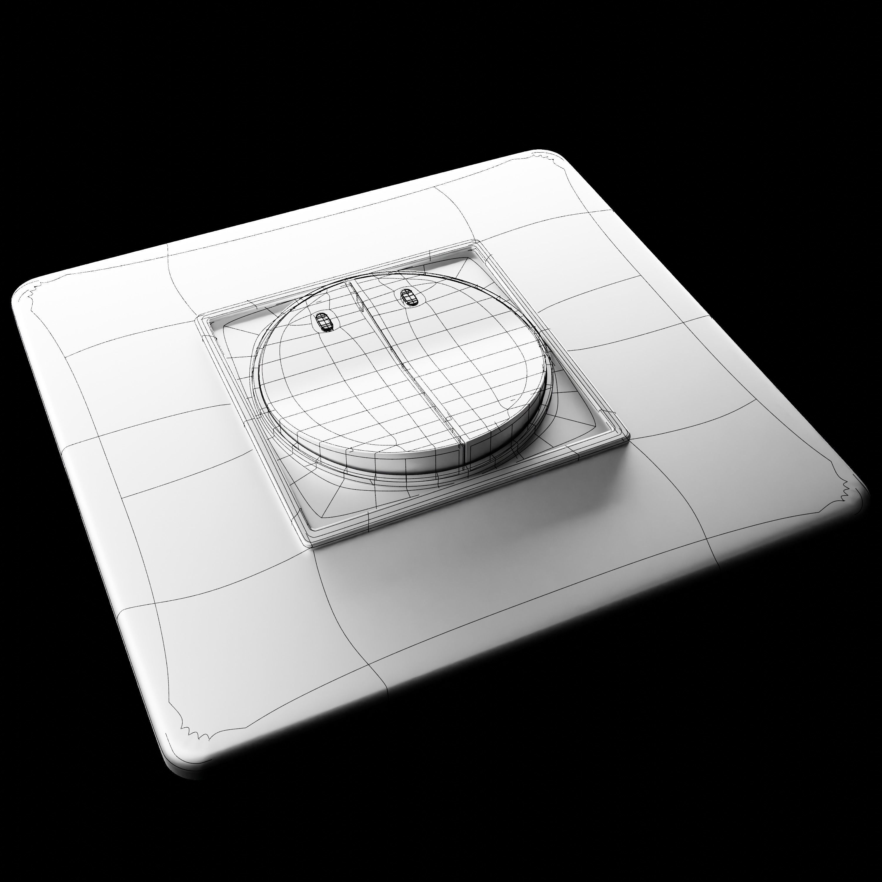 Round Double Switch Board Low-poly 3D model_3