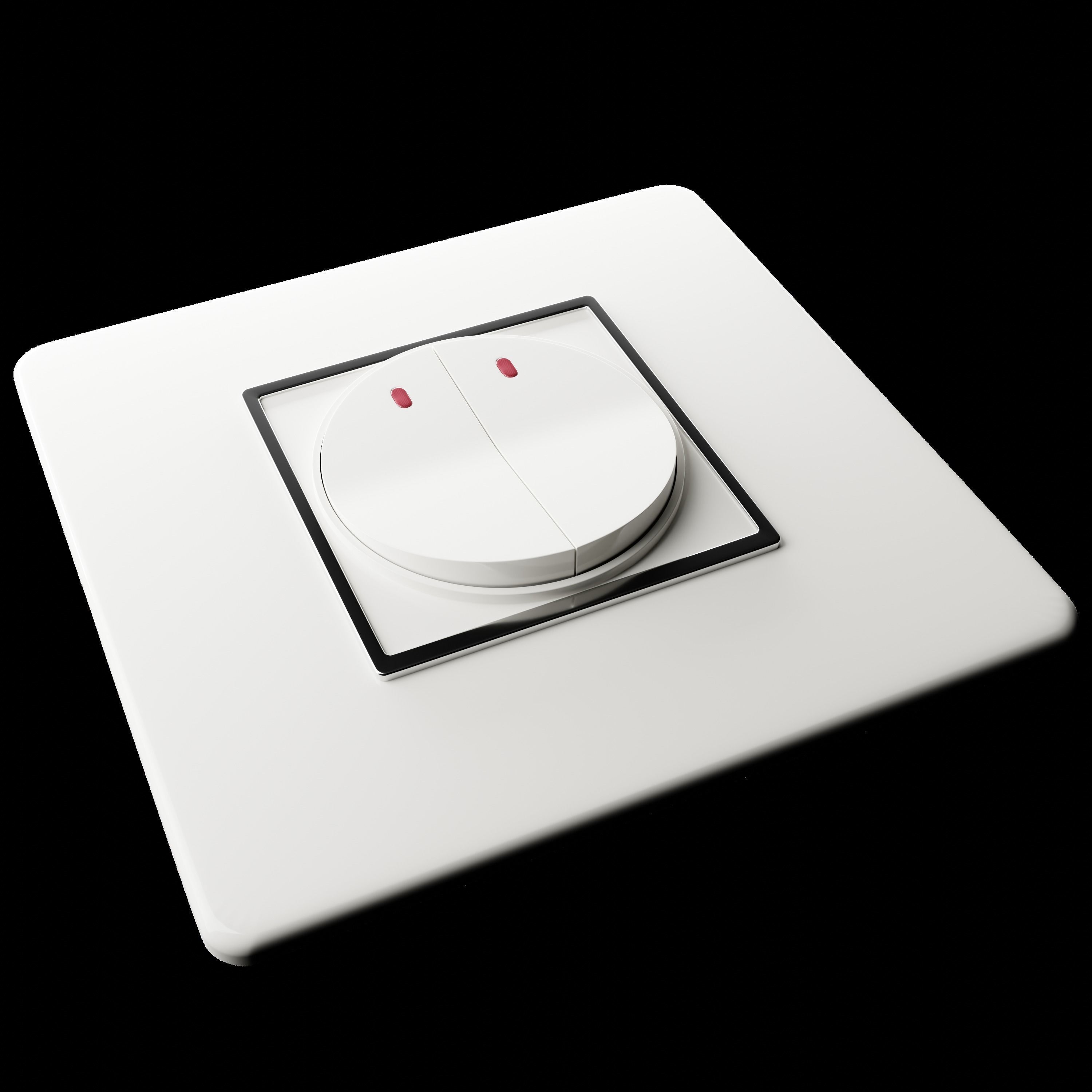 Round Double Switch Board Low-poly 3D model_1