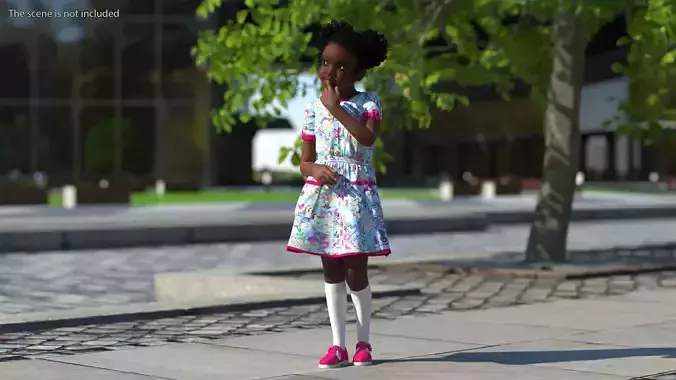 Black Child Girl Rigged for Maya